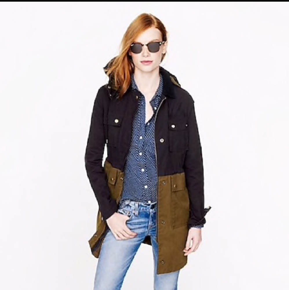 ON HOLD JCrew Long Colorblock Field Jacket PETITE Large